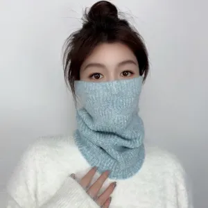 Women's Knit Neck Gaiter Winter Warm Face Mask Windproof Ribbed Neck Warmer For Skiing Cycling Wool Blend Solid Scarf