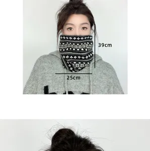 Scaldacollo in maglia invernale maschera antivento sciarpa calda ciclismo donna dettaglio