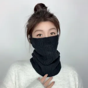 Winter knitted neck warmer for women, cozy thermal snood scarf for outdoor skiing and daily wear.