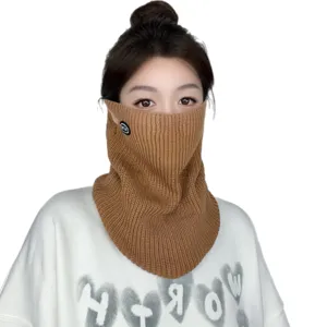 Máscara facial de ciclismo de punto de invierno y polaina para el cuello para deportes al aire libre.