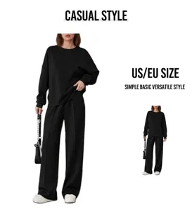 Dames casual tweedelig pak met longsleeve sweatshirt en lange broek voor dagelijks gebruik.