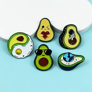 Set de broches émaillées avocat mignon badge en métal dessin animé accessoire vêtements