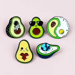 Joli set de broches en émail avocat dessin animé, badge créatif astronaute en métal.