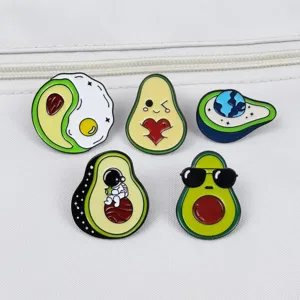 Joli ensemble de broches en émail d'avocat créatif, badges en métal de dessin animé mignon sac.