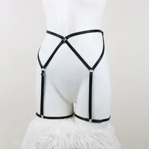 Black body harness garter belt, sexy elastic straps waist cage for women, gothic party wear.