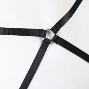Black elastic straps detail for sexy lingerie bodysuit harness accessory comfortable wear