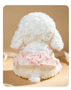 Joli mouton en peluche Lolita avec robe florale rose, animal en peluche doux cadeau d'anniversaire