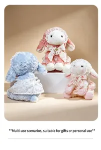 Peluche mouton Lolita mignonne, poupée en peluche douce avec noeud pour cadeau de fille.