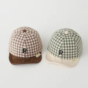 Cute plaid baby baseball cap soft brim infant sun hat toddler boys and girls autumn hat