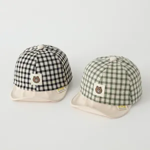 Cute baby plaid baseball hat soft brim infant sun cap toddler spring autumn boys girls headwear
