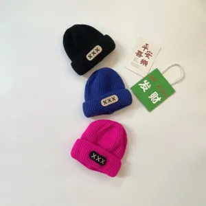 Children winter knit beanie hat cute warm pull-on hat for boys and girls stylish toddler cap