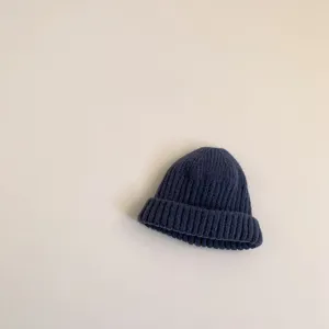 Children knitted beanie cap solid color winter warm baby skull cap soft wool warm hat