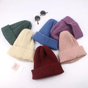 Bambini Inverno Caldo Berretto In Maglia Tinta Unita Costina Pullover Cappello Per Ragazzi E Ragazze Abbigliamento Quotidiano Accessori