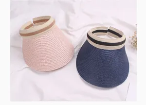 Kids summer empty top sun hat straw wide brim beach cap casual outdoor sun protection
