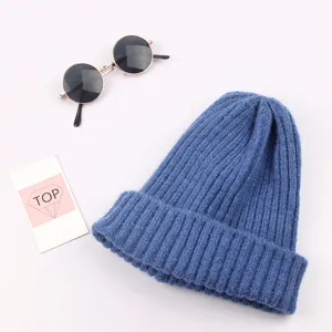 Berretto in maglia calda invernale per bambini, cappellino casual tinta unita per ragazzi e ragazze.