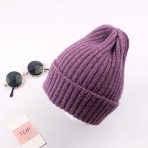 Berretto in maglia tinta unita per bambini inverno caldo morbido cappello casual