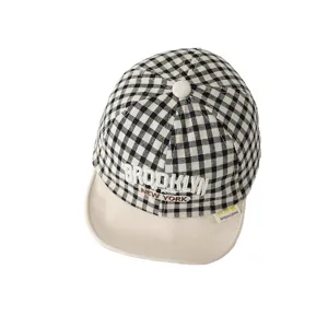 Baby plaid baseball cap soft brim sun hat cute infant duck tongue hat spring autumn.