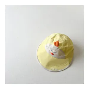 Cute quick-drying baby sun hat with cute duck design, large brim for summer outdoor protection.