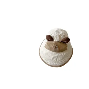 Cute baby sun hat quick dry toddler bucket hat with bear ears and wide brim for summer kids
