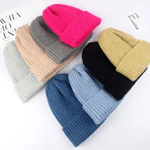 Berretto in maglia per bambini tinta unita caldo inverno casual colorato morbido
