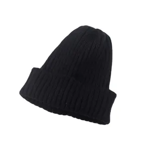 Berretto in maglia tinta unita per bambini inverno caldo cappello a costine unisex
