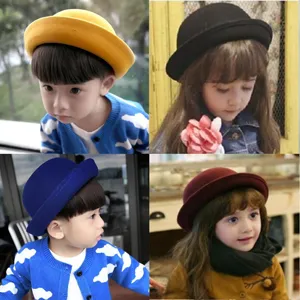 Kinder Woll Filzhut Britischer Stil niedlich Baby Melone Kleinkind Mode Winter warme Kopfbedeckung