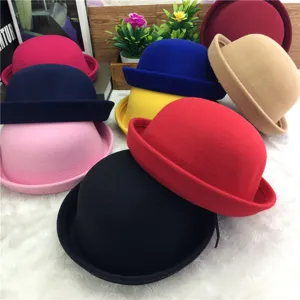 Schöne Kinder Wolle Melone Hut Kinder einfarbig Fedora Kappe Winter warme Mode Hut