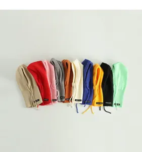 Children knitted hooded scarf winter warm thick wool balaclava bib multi color sets