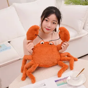 Simpático peluche de cangrejo cojín, suave muñeco de animal marino para decoración del hogar.