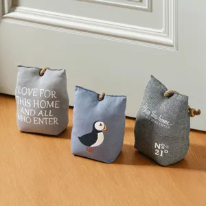 Creative Fabric Door Stop Decorative Heavyweight Door Stopper With Handle Embroidery And Print Design For Home Room