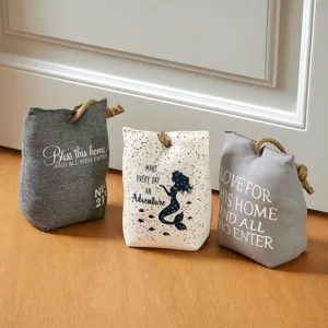 Creative fabric door stop with cute mermaid and letter print, decorative door block for home.