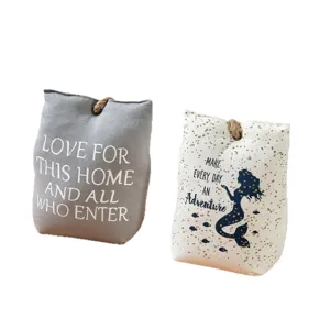 Creative fabric doorstop set with quotes and mermaid design for home decor, heavy canvas stop