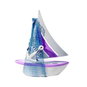 Mediterranean style decorative sailboat model miniature nautical ornament desktop display