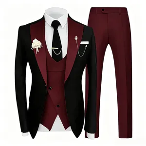 Ensemble costume homme 3 pièces veste gilet pantalon mariage affaires vue détaillée