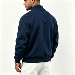 Heren winter casual fleece gevoerde bomberjack stijlvol donkerblauw warme kleding jas
