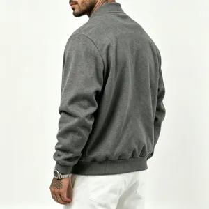 Heren casual grijze bomberjack stijlvolle herfst winter bovenkleding basic streetwear