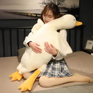 Giant white goose plush toy soft sleeping pillow cute stuffed animal doll for kids and home decor.