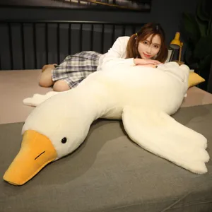 Giant white goose plush toy sleeping pillow soft stuffed animal doll for bedroom decor