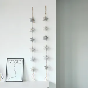 Decoración colgante de pared con cadena de estrella de tela bonita y creativa para jardín.