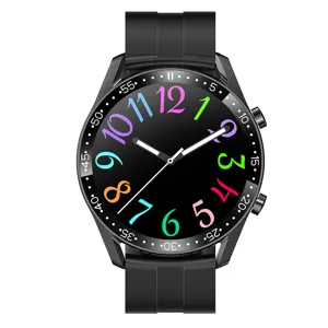 Neue Smartwatch Bluetooth Anruf Fitness Tracker mit bunten Zahlen und schwarzem Armband
