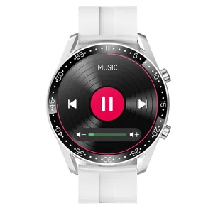 Smartwatch für Damen Herren, Bluetooth Anruf Sport Fitness Tracker mit Musikplayer weißem Armband.