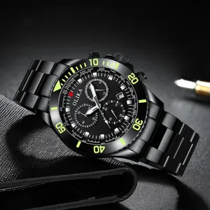 Men's Quartz Watch Stainless Steel Band Chronograph Waterproof Business Casual Wristwatch Multifunctional Sports Clock
