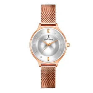 Women Quartz Watch Stainless Steel Mesh Strap Waterproof Fashion Casual Wristwatch Diamond Inlaid Dial Ladies Watch