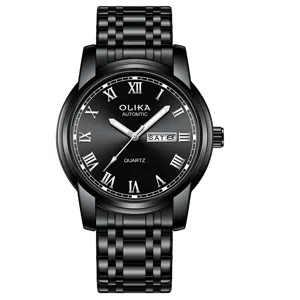 Classic men's quartz watch with black stainless steel strap and calendar display for daily wear.