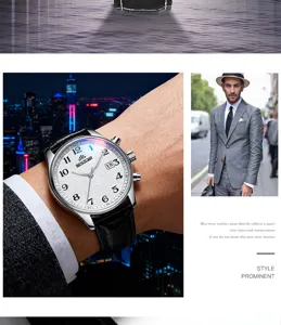 Men classic quartz watch calendar big digital display waterproof stylish luxury wrist watch