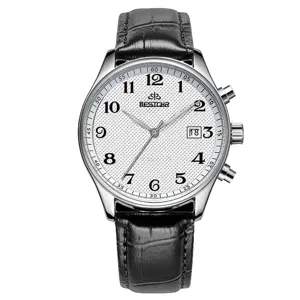 Classic Mens Quartz Watch Business Casual Waterproof Wristwatch With Calendar Big Digital Display Leather Strap Fashion Watch