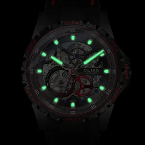 Men automatic mechanical skeleton watch luminous waterproof luxury business wristwatch.