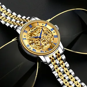 Men's Automatic Mechanical Hollow Out Stainless Steel Watch Waterproof Luminous Business Wristwatch