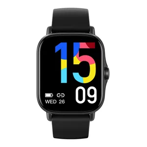 Zwarte Bluetooth smartwatch met hartslagmeter en fitness tracker sport horloge pro