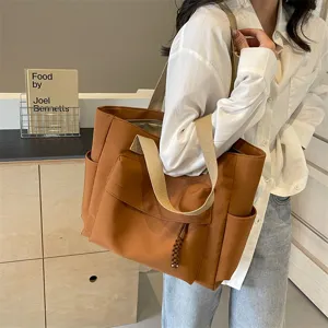 Large capacity canvas tote bag casual commuter crossbody bag for women vintage design stylish